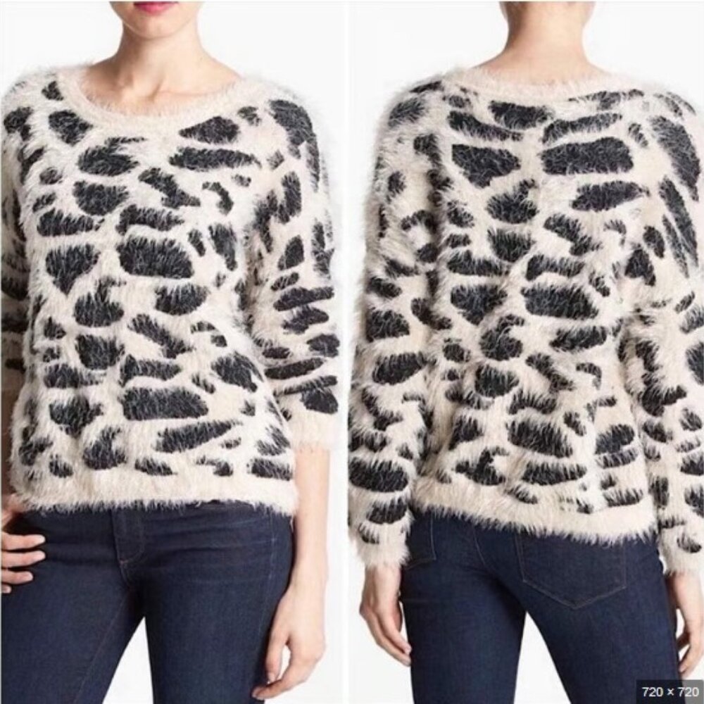 NORDSTROM Raga Oversized Leopard Print Eyelash Sweater